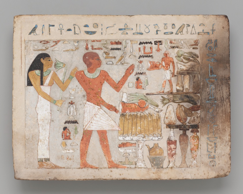 Stela Mesir kuno dengan lukisan Amenemhat dan Hemet